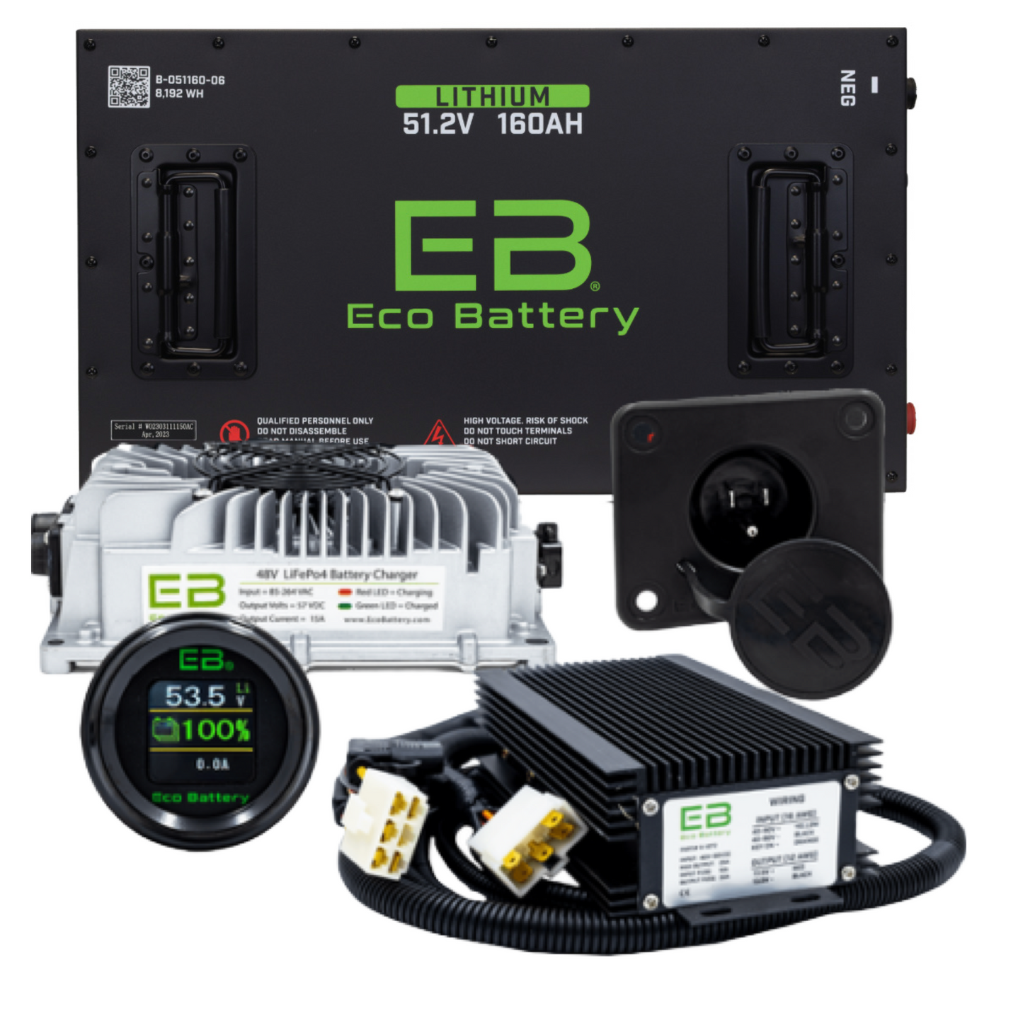 *NEW* ECO BATTERY 51V 160AH LITHIUM BUNDLE KIT WITH CHARGER & 12V CONVERTER